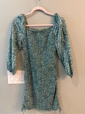 Jessica Simpson Teal Floral Smocked Mini Dress